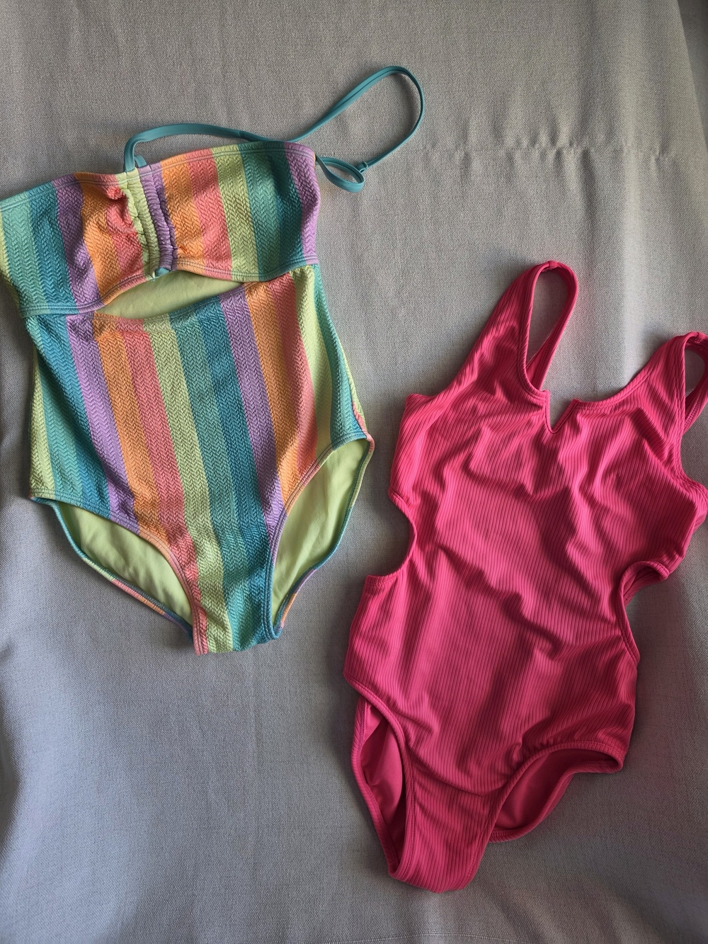 Art class Rainbow Stripes & Hot Pink One-Piece Swimsuits Bathing Suit Beach Pool